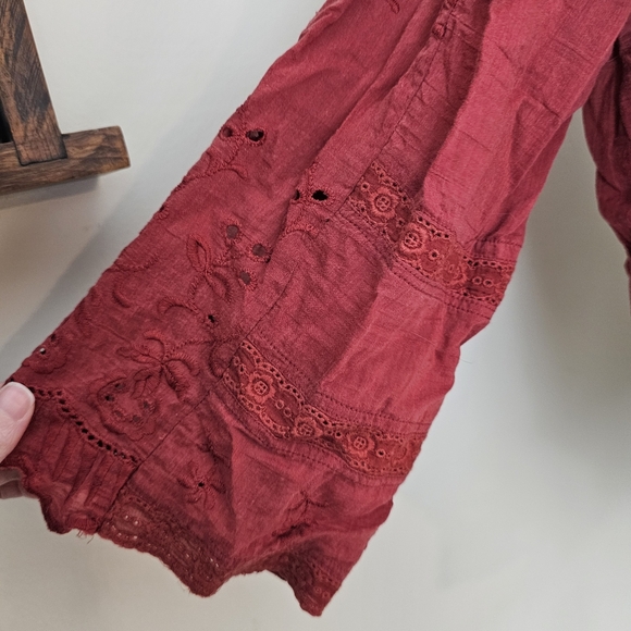 Free People Boho Embroidered Eyelet Top - Picture 9 of 15